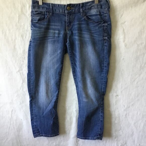 Express Blue Denim Women Cropped Jeans - Picture 2 of 12